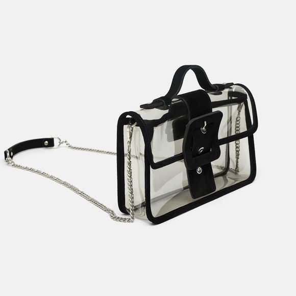 Zara Clear Vinyl Crossbody Bag with Leather Trim - Picture 4 of 7